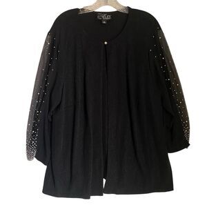 Alex Evening Beaded Sleeve Twinset 2X Black Fairy Glam Party Wedding Guest Wear